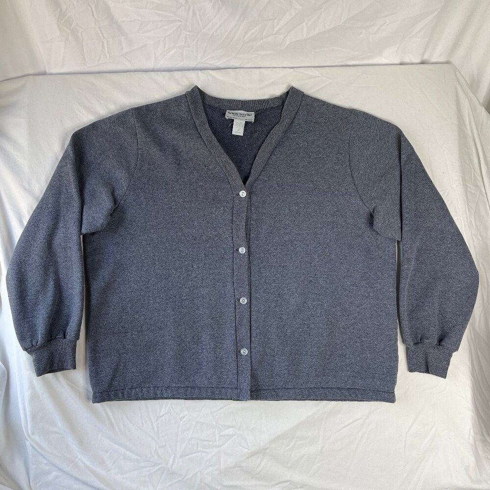 vintage Vermont Country Store Fleece Button Cardigan Size 1X Gray Made in USA
